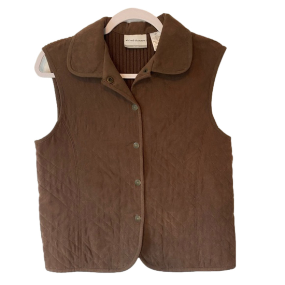 Alfred Dunner Women's 8 Petite Boho Quilted Knit Vest Cottage Equestrian Fall